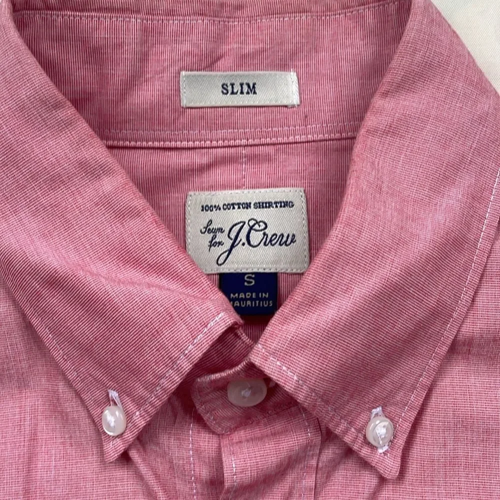 J Crew Slim 100% Cotton Button Down Shirt Men's Small Jetty Red